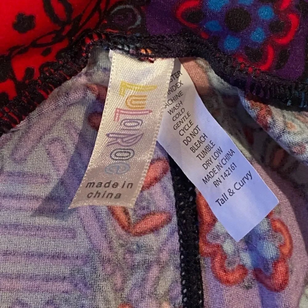 1280 LuLaRoe Size T & C Leggings Purple Red Space Print New